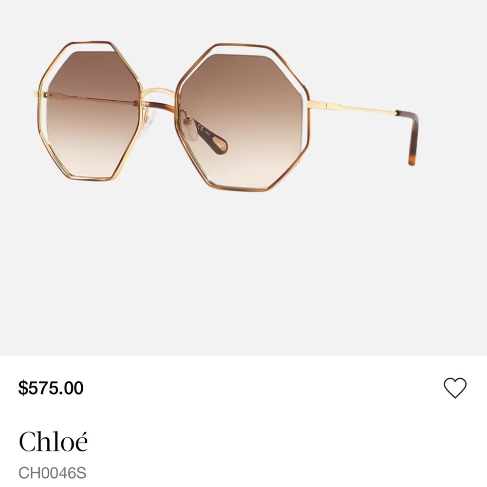 Chloé sunglasse octogonal poppy sunnies octogonal oversize metal miroir Frame - Picture 5 of 7